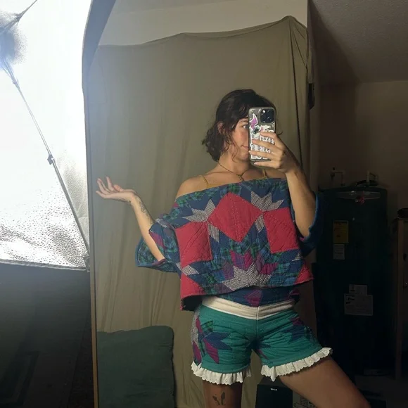 Colorful Patchwork Poncho Top - Picture 9 of 9